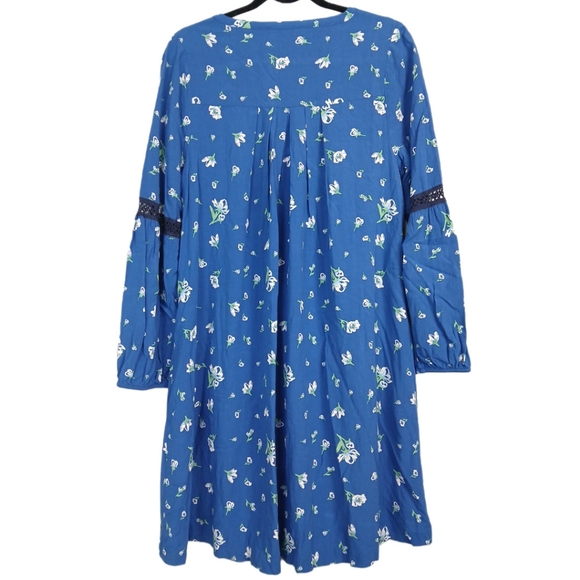 Matilda Jane Med Blue White Day Tripping Floral Swing Dress Bohemian Lace Flowy - Picture 3 of 10
